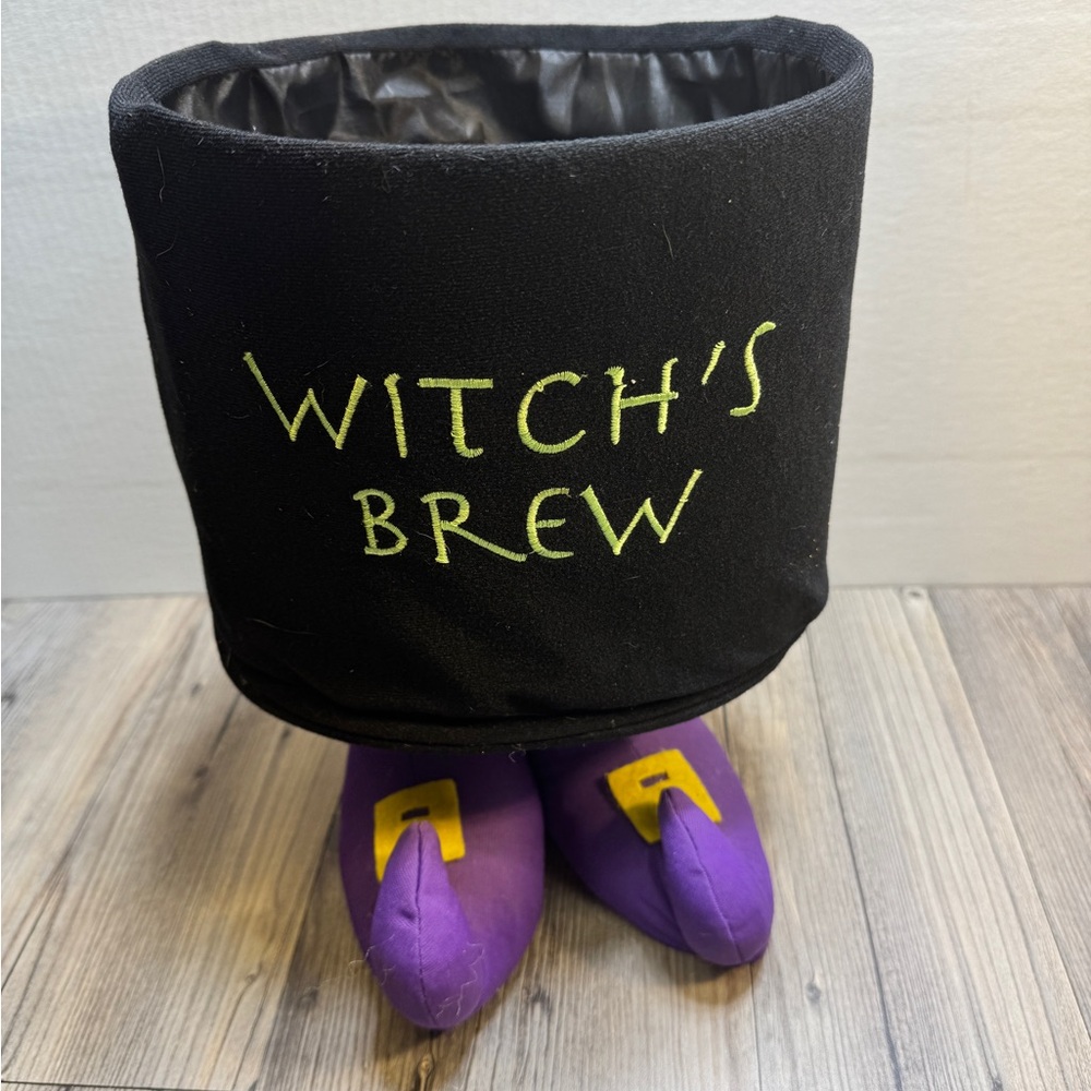 North Star Creation Handmade Witch’s Brew Felt Halloween Candy Bucket Witch Feet